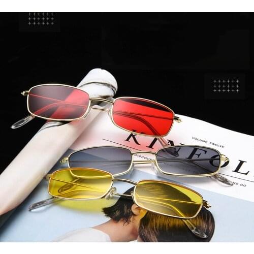 1PCs Unisex Small Retro Shades Rectangle Sunglasses Colorful UV400 Metal Frame Clear Lens Sun Glasses Eyewear Men Women Goggles