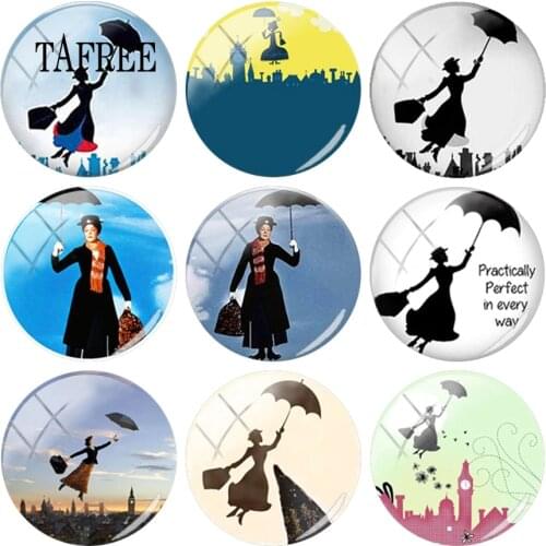 TAFREE Classic Film Mary Poppins Picture DIY 25mm Glass Cabochon Dome For Bracelet Necklace Earrings Charms Jewelry Findings