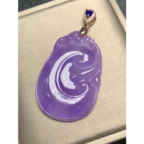 Only One ! Natural Chalcedony Jade Ruyi Pendant Necklace Sweater Chain Jewelry Gift Wholesale