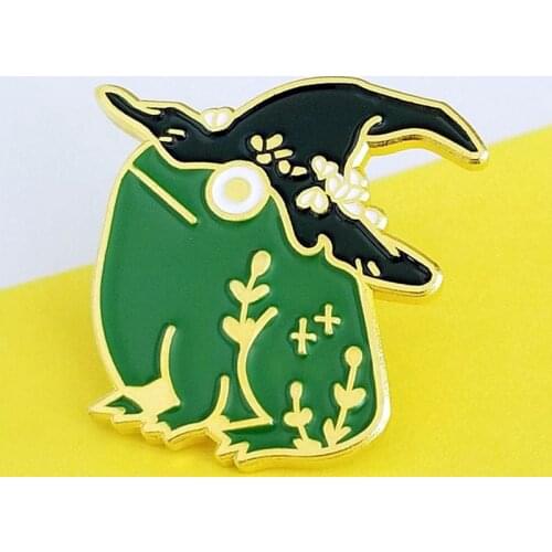 Magic Hat Cartoon Frick Frog Enamel Brooch Pin Backpack Hat Bag Lapel Pins Badges Women Mens Fashion Jewelry Accessories