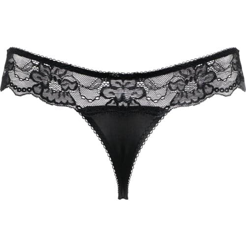 Varsmiss sexy low-rise thongs comfortable lace low-waist underwear S M L XL XXL black panties