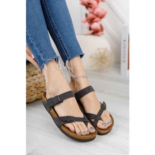 Womens Black Mat Single Finger Double Buckle Slippers Slip-Resistant Outsole Quality Luxury Comfortable Women Gift Slippers Solid