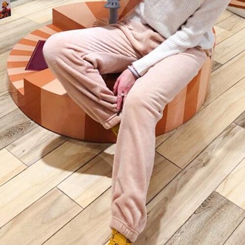 Winter Women Pants Bottoms Thicken Warm Sweatpants Women Pajamas Pants Comfort Slacks Pants Solid Casual Plush Harem Pants