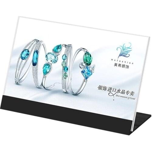 148x93mm Mini Sign Display Holder L Shape Clear Acrylic Price Card Tag Label Stand Counter Top Stand