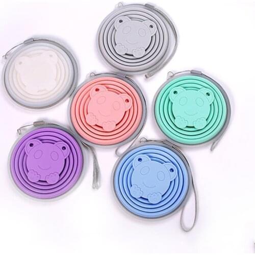 280ml Silicone Folding Water Cup With Lanyard / Dustproof Cover Lid Outdoor Coffee Tea Milk Cups Retractable Travel