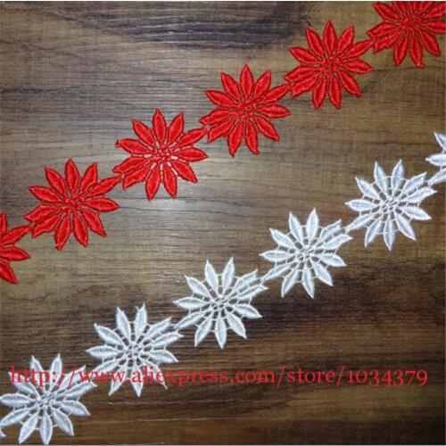 6Yards Ivory/Red High Quality Polyester Lace DIY Accessories Lace Trim/ Cording Lace Trim for Wedding Decoration 5cm LW0013