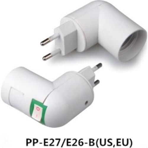 White E27 E26 Europe Led Lampholder EU American Small Night Light base With on off Switch 360 Degree Rotating Holder 6A