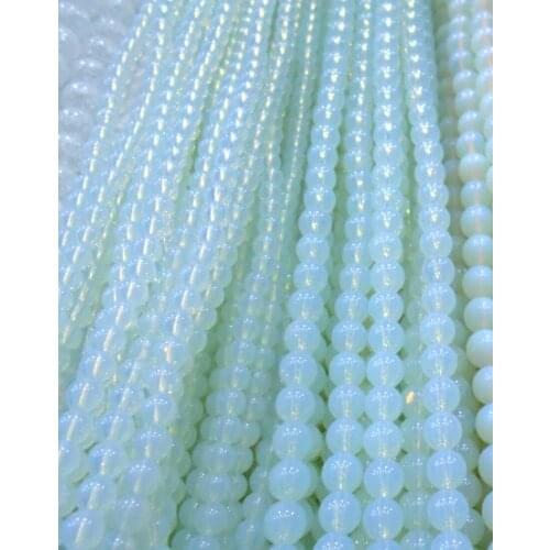 Free Shipping Natural Stone Smooth White Opalite Quartz Loose Beads 15" Strand 4 6 8 10 12 14MM Pick Size For Jewelry Making Q3