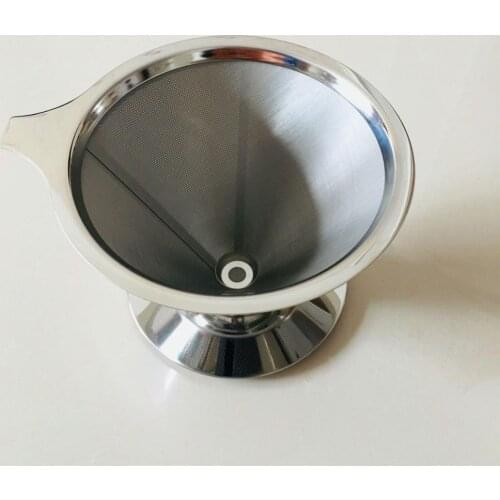 Free shipping Two-layer304# Stainless Steel Reusable Coffee Filter Coffee Dripper Cone Funnel Basket Mesh Strainer