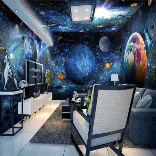 Milofi custom large wallpaper mural universe galaxy earth 3D theme space whole house background wall decoration painting wallpap
