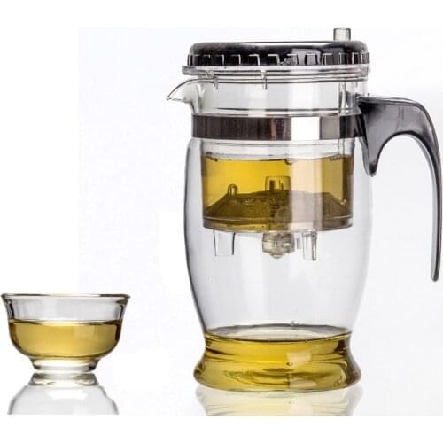 Tea Pots Heat Resistant Glass Tea Infuser Teaware Kung Fu Tea Flower Teapot Tea Set Kettle With Press Button Coffee Bottle 500ml