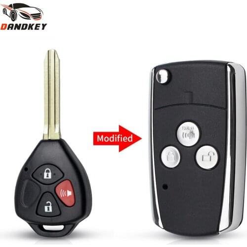Dandkey 3 Buttons Modified Folding Flip Remote Key Shell For Toyota Camry Corolla Prado RAV4 Vios Yaris Key Case TOY43 Blade