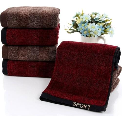 Dark Color Cotton Stripe Sports Towel Thick Water Absorbent And Sweat-Absorbent Towel TJ3771