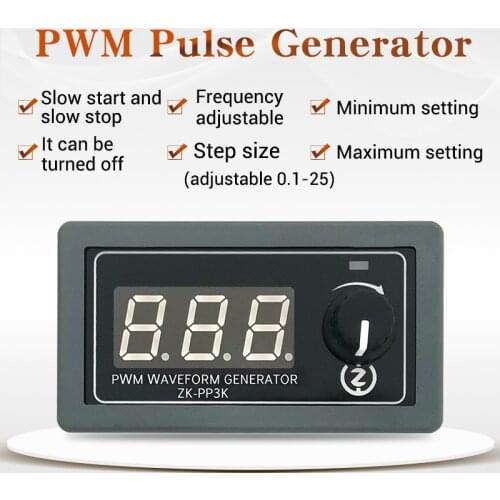 PP3K Digital Display RPM Adjustable PWM Pulse Generator Lighting LED Motor Speed Controller Slow Start and Slow Stop