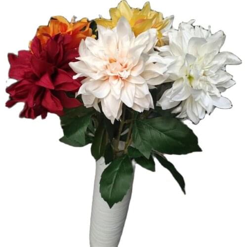 One Stem Silk Dahlia Flower Simulation Artificial Chrysanthemum for Wedding Centerpieces Home Table Floral Decoration