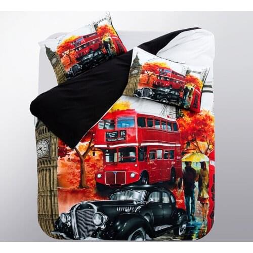 Bedding Set Classic style Big Ben Paris street classic car fashion France 2/3pcs soft Duvet Cover Sets Pillowcase