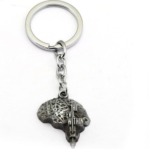 Game The Evil Within Metal Keychain brain shape Key Chain Ring Holder bronze silver Men Women Gift car keychains