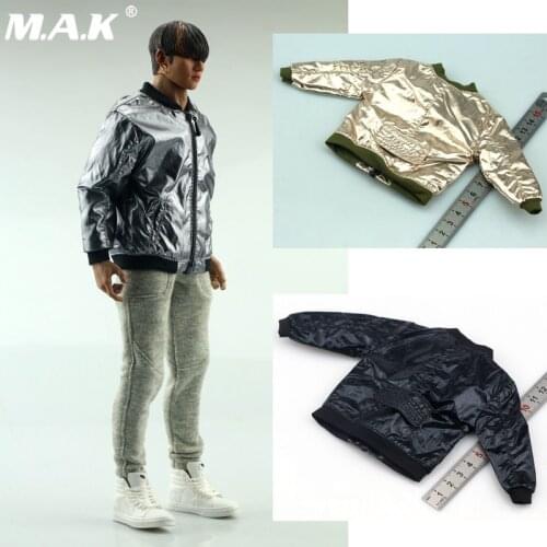 1/6 Scale Male Jacket Model Mens Bright Faux Patent Leather Coat Baseball Shirt Clothes For 12'' Action Figure Body Doll