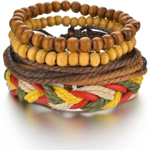 Men Bracelets Vintage Multilayer Leather Braid Bracelets Bangles Colorful Weave Handmade Rope Wrap Bracelets Women Gift Jewlery