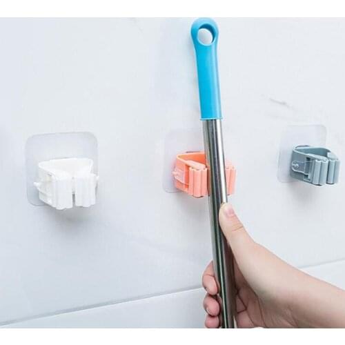 3PCS Wall Mounted Mop Holder Broom Hanger Clip Home Goods Seamless Bathroom Home Kitchen Organizer Racks Drop Shipping Shelf