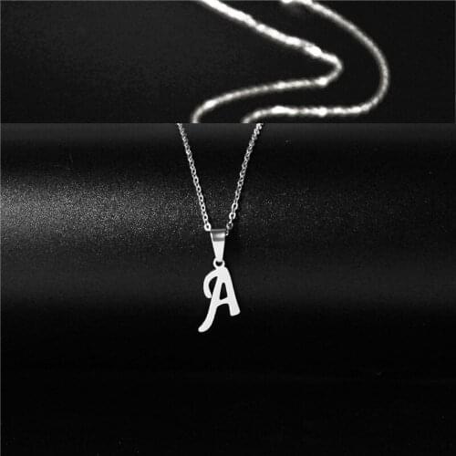 Stainless Steel 26 English Letters Pendant Necklace for Women Harajuku Geometric Chains Clavicle Necklaces Party Jewelry Gift