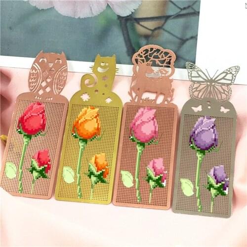 New DIY Craft Stich Cross Stitch Bookmark Metal Silver Golden Needlework Embroidery Crafts Counted Cross-Stitching Kit