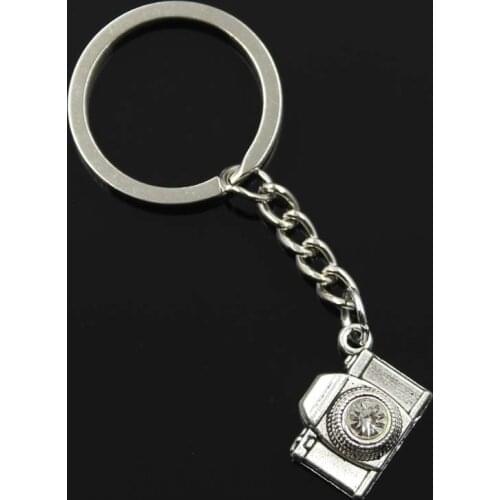 New Fashion Men 30mm Keychain DIY Metal Holder Chain Vintage Camera 20x16mm Silver Color Pendant Gift