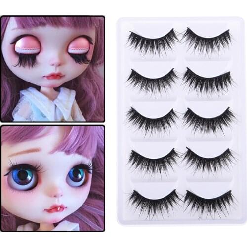5 Pairs Girl Dolls Curly Long False Eyelashes For 12 inch 1/6 Blythe Doll Eyes DIY Making