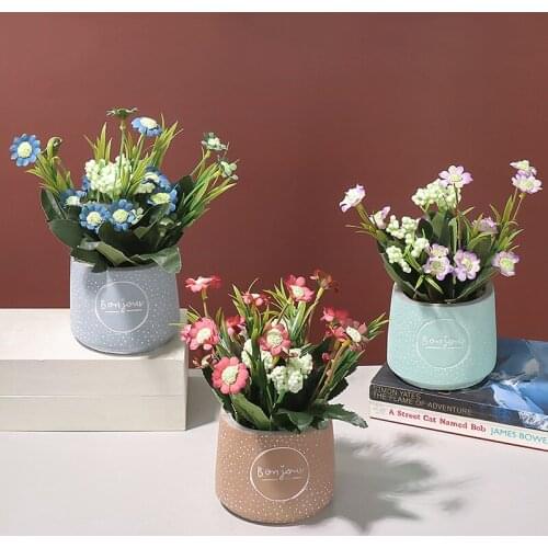 Simple Ceramic Pots Artificial Flowers Artificial Flowers Ornaments Home Living Room Desktop Decoration Potted Plants