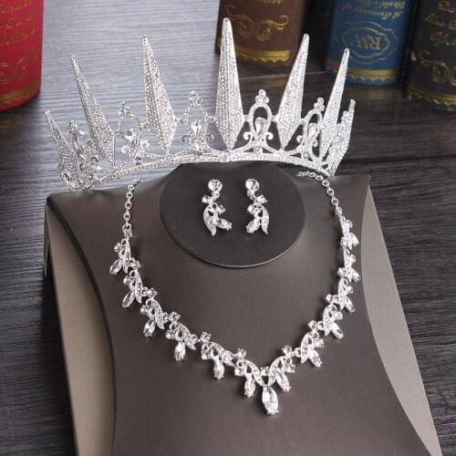 Luxury Sparkling Leaf Bridal Jewelry Sets Crystal Rhinestone Tiaras Crown Statement Wedding Dubai Jewelry Set Necklaces Earrings