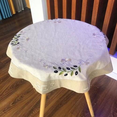 Tablecloth For Table Round Tablecloth Wedding Decoration Modern Pastoral Decoration Linen Embroidery Home Fireplace Simple