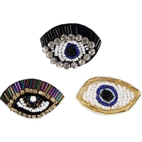 Rhinestone Beaded Eye Patches Fabric Applique Sew on Dress Bag Shoes Brooches Decorated Clothes DIY Accessories 20 pieces