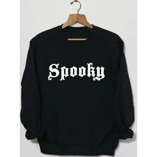 Skuggnas Spooky Letter Sweatshirt Witchy Clothing Halloween Unisex Jumper Hoodies Casual Cotton tumblr aesthetic harajuku tops