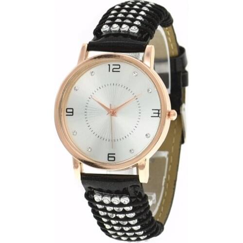 High New Cretaive Fashion Women Rose Gold Watches Hot Sale Men Rhinestone Band Watch Popular Women Leather Analog Quartz Watches