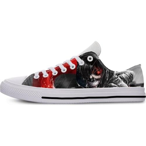Japanese Anime Manga Kaneki Ken Tokyo Ghoul Funny Casual Cloth Shoes Low Top Lightweight Breathable 3D Print Men Women Sneakers
