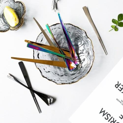 Japanese Style Spoons Fork 304 Stainless Steel Gold-plate Coffee Snacks Fruit Prikkers Dessert Fork Kitchen Teaspoon Tableware