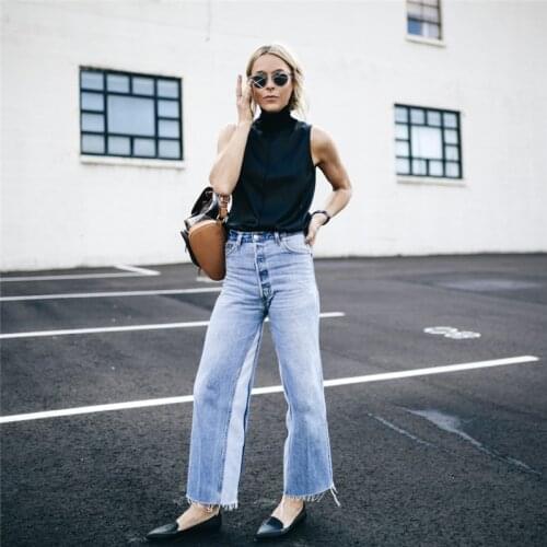 AEL Denim Broad Leg Pants Women 2018 Summer Fashion Clothing Hight Quality Trousers Femme Jeans