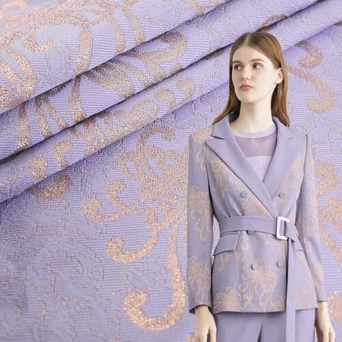 Gold line jacquard brocade fabric yarn-dyed craft fabric sewing material for DIY womens clothing and Interior decoration