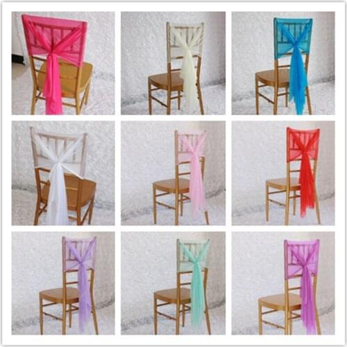 10pcs Pink Chair Back Ribbon Chair Back Decoration Sweet Chair Cover Chiffon Sashes Bow Wedding Party Tie