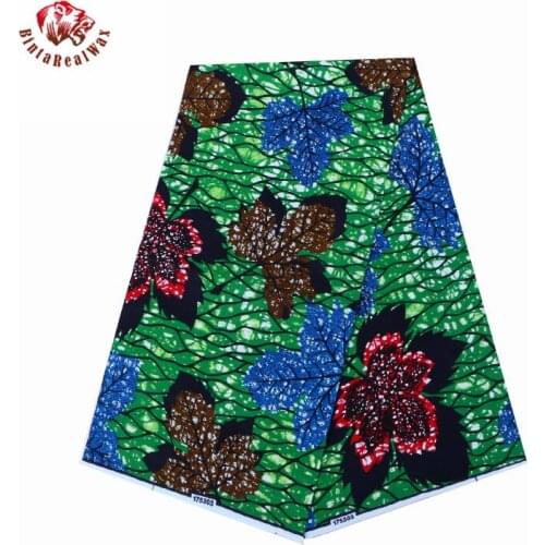 2019 Fashion High Quality new Wax 100% Cotton bintarealwaxFabric Wax African Fabric Batik Fabrics for Africa Clothing 24FS1070