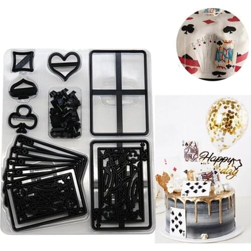 28pcs Plastic Poker Card Cookie Cutter Sugarcraft Fondant Cutter Poker Set Cupcake Cake Cutting Mold Cake Decorating Tools