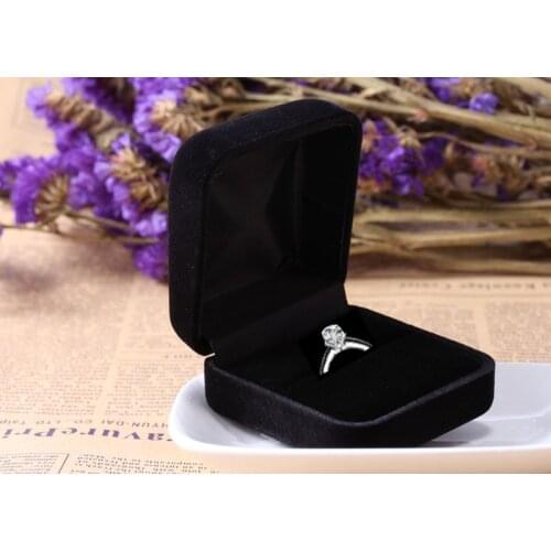 Elegant Engagement Wedding Ring Box for Jewellery Gift Packaging Bague Jewelry Display Rings Storage Boxes Black Velvet 300pcs