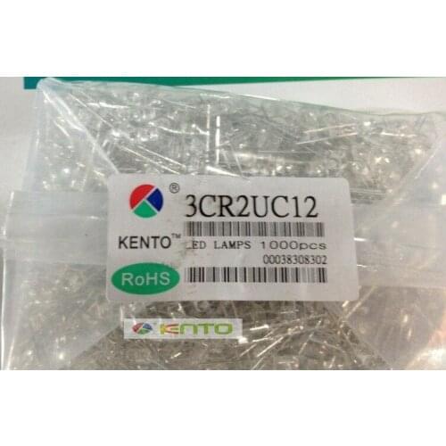 3R2UC12 LED light-emitting diode 3mm borderless transparent short feet white hair red light highlight 3mm borderless white hair