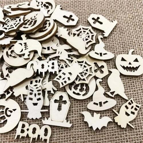 500PCS 30MM Happy Easter Eggs Wooden Craft Easter Decorations for Home Embellishments DIY Wood Chips Eggs Hanging Ornaments