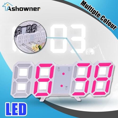 Towayer 3D Large LED Digital Wall Clock Date Time Celsius Nightlight Display Table Desktop Clocks Alarm Clock From Living Room