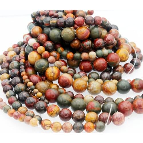 Natural Stone Beads Red Picasso Jaspers Round Loose Beads for Jewelry Making DIY Bracelet Necklace 4mm 6mm 8mm 10mm 12mm