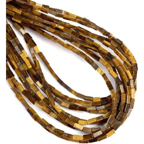 Wholesale Rectangle Tiger Eye Stone Beads 2x2x4mm Natural Semi-precious Loose Beads for DIY Charm Necklace Bracelet Accessories