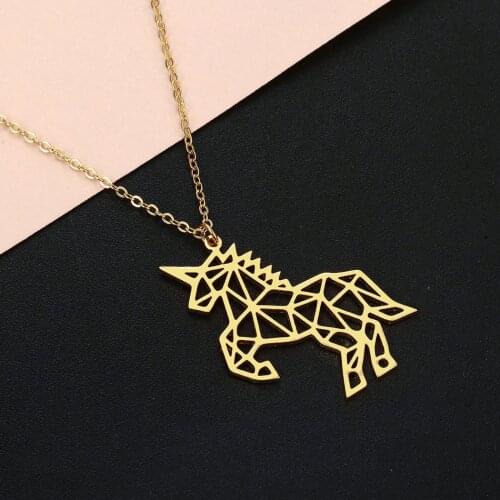 Cxwind Stainless Steel Horse Necklaces Unicorn Charm Pendant Necklace Jewelry for Women Girls Party Gift Jewelry dropshipping