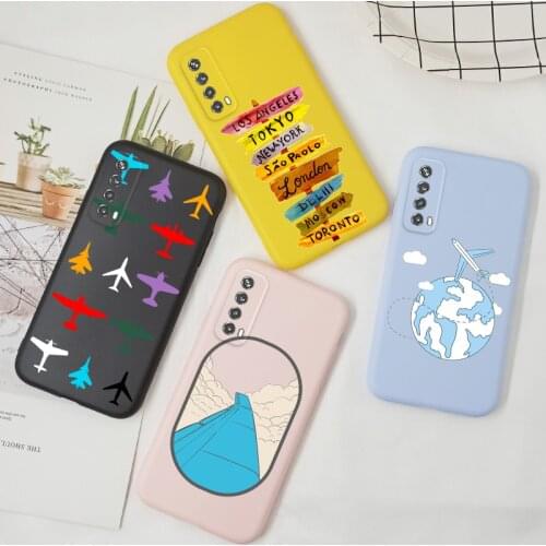 Travel Case For Huawei P30 P40 Lite E P30 Pro P Smart 2021 2019 Cover Silicone TPU Case Soft Airplane For Huawei PSmart Z Funda