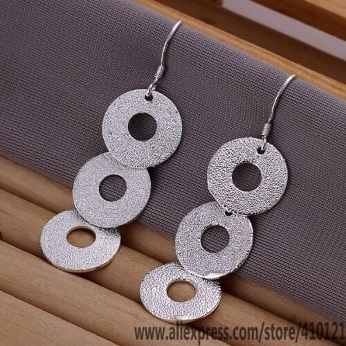 E140 Hot Sale High Quality Silver Clolor Jewelry,Wholesale Jewelry Elegant Charms Fashion Round Plate Earrings /djbamaia